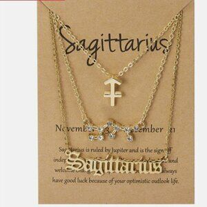 Sagittarius Zodiac Symbol Gold Necklace